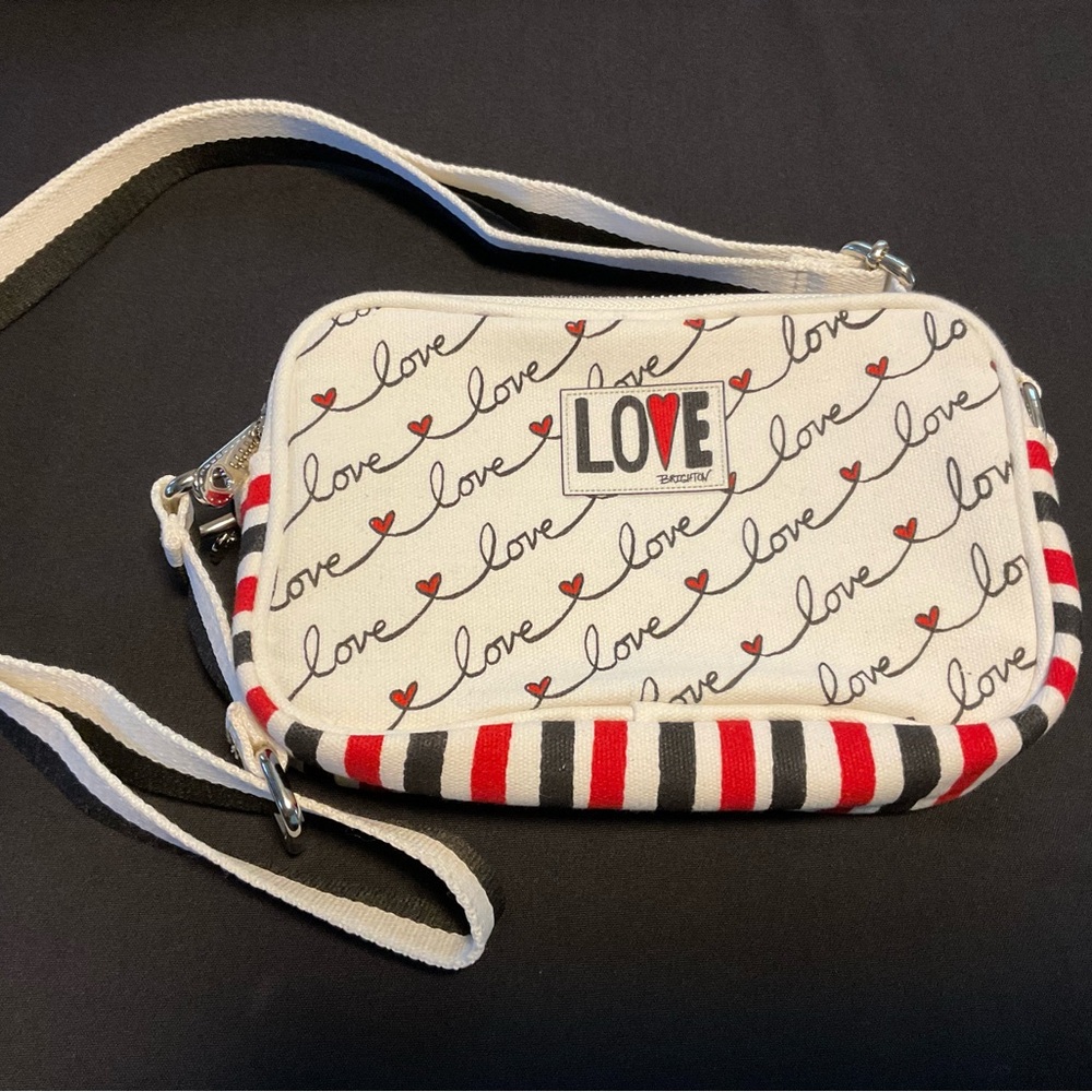 Brighton Love Scroll Print Canvas Crossbody Bag